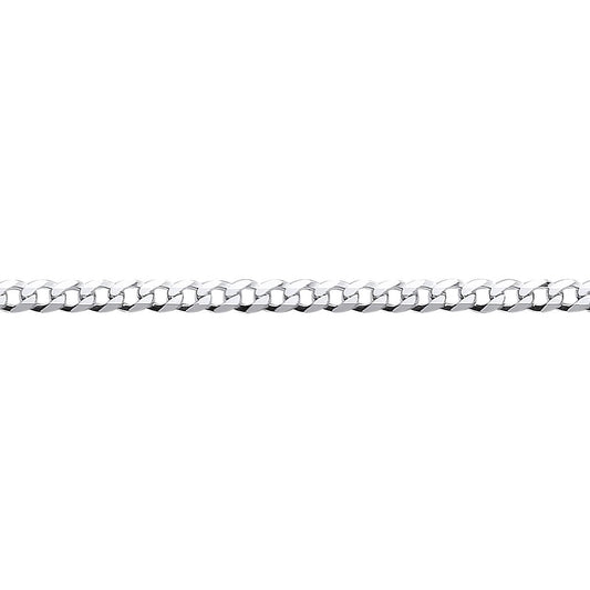 Mens Silver  Bevelled Ultra Flat Curb Chain Bracelet 3mm 8.5 inch - GVCH32
