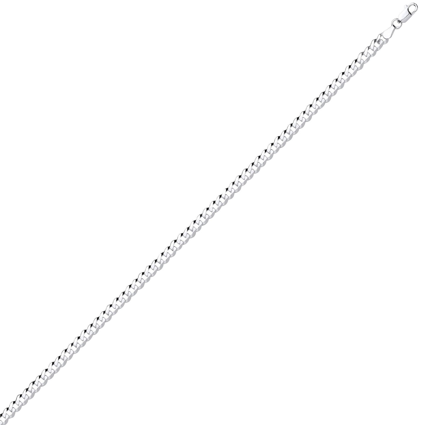 925 Silver  Bevelled Ultra Flat Curb Chain Bracelet 4mm 7.25 inch - GVCH33