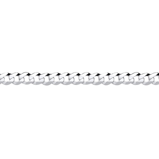 Mens Silver  Bevelled Ultra Flat Curb Chain Bracelet 4mm 8.5 inch - GVCH33