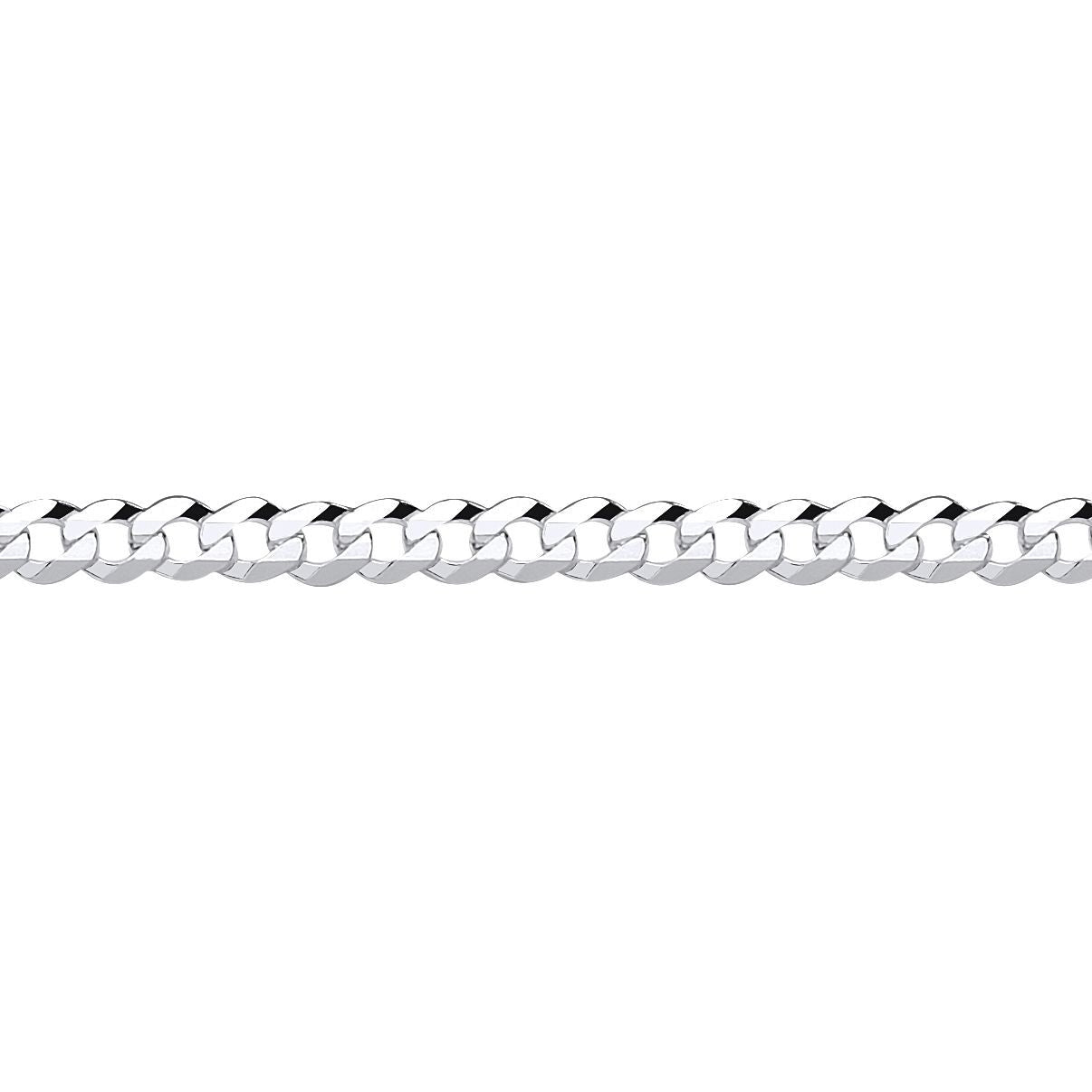 925 Silver  Bevelled Ultra Flat Curb Chain Bracelet 4mm 7.25 inch - GVCH33