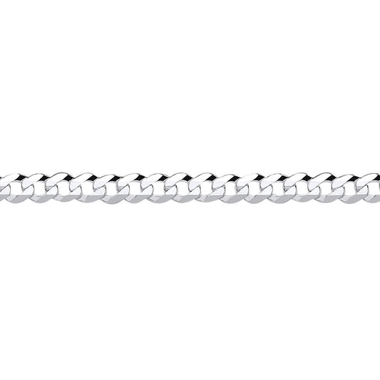 925 Silver  Bevelled Ultra Flat Curb Chain Bracelet 4mm 7.25 inch - GVCH33