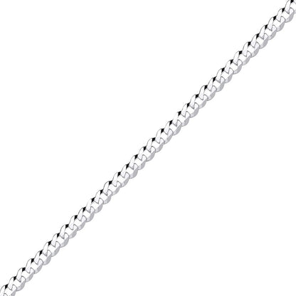 Mens Silver  Bevelled Ultra Flat Curb Chain Bracelet 4mm 8.5 inch - GVCH33