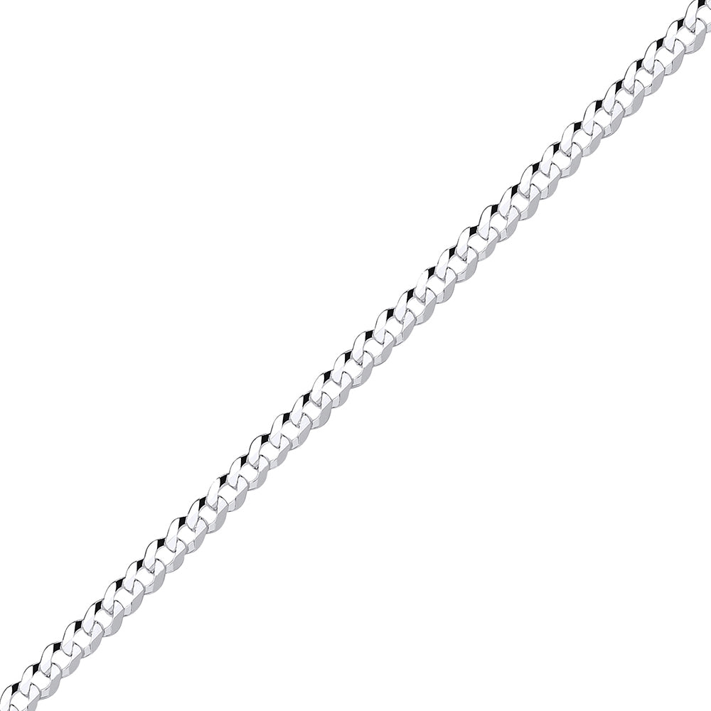 925 Silver  Bevelled Ultra Flat Curb Chain Bracelet 4mm 7.5 inch - GVCH33