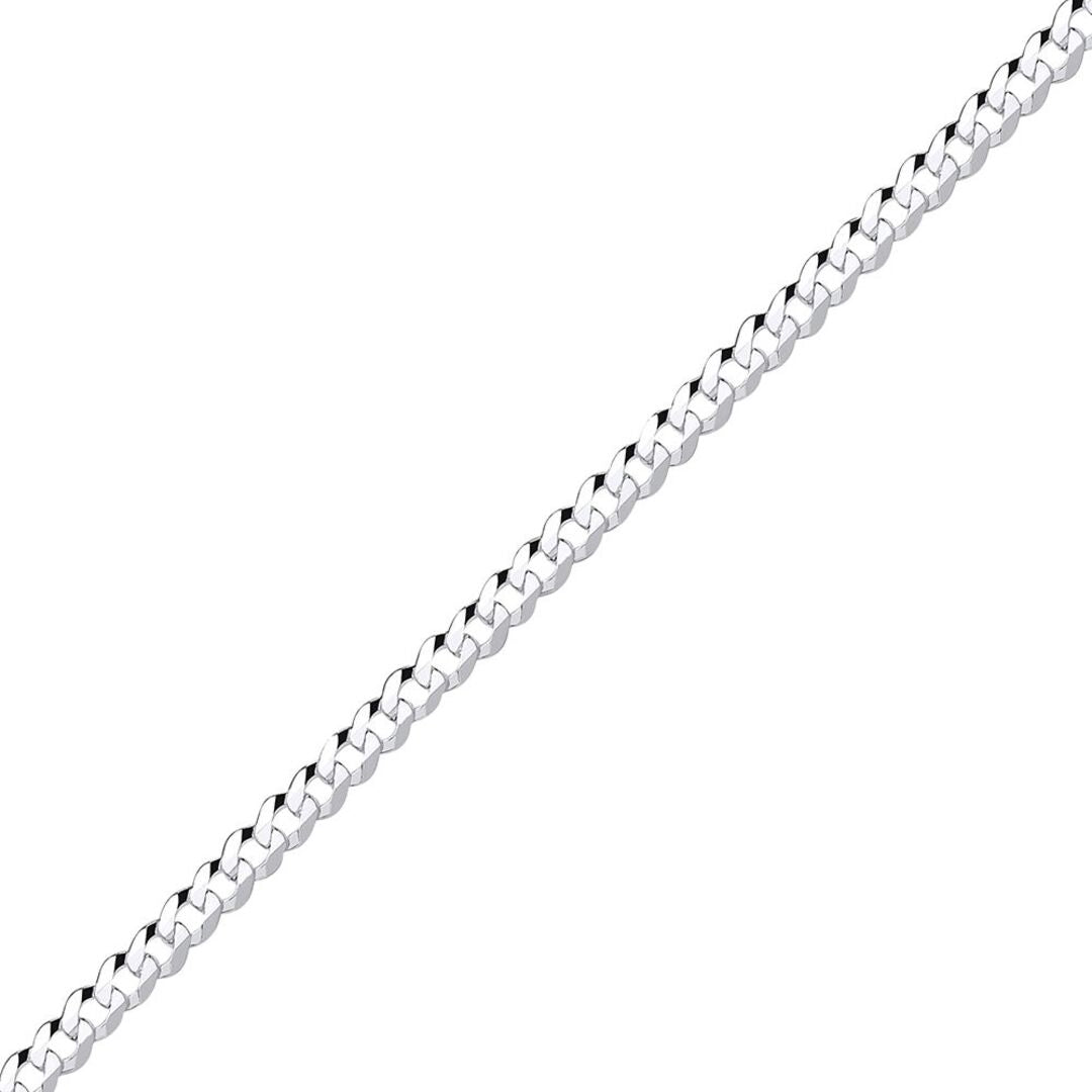 925 Silver  Bevelled Ultra Flat Curb Chain Bracelet 4mm 7.25 inch - GVCH33