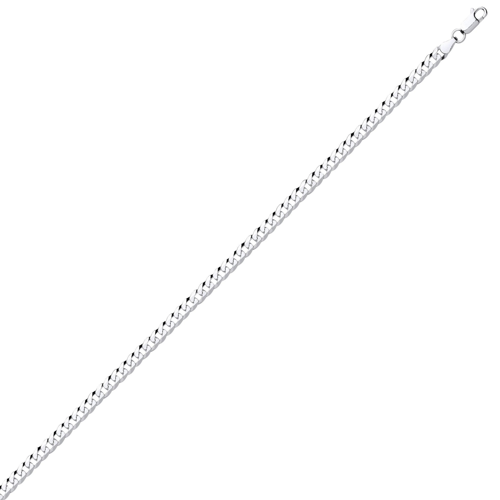 Mens Silver  Bevelled Ultra Flat Curb Chain Bracelet 5mm 8.5 inch - GVCH34