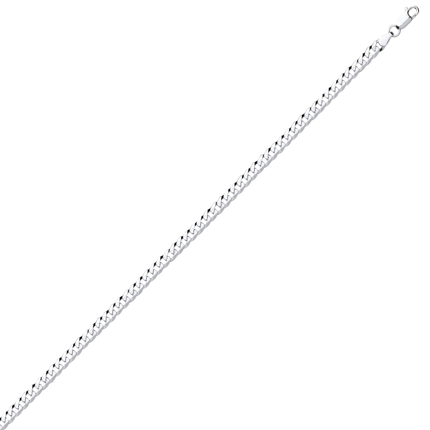 925 Silver  Bevelled Ultra Flat Curb Chain Bracelet 5mm 7.25 inch - GVCH34