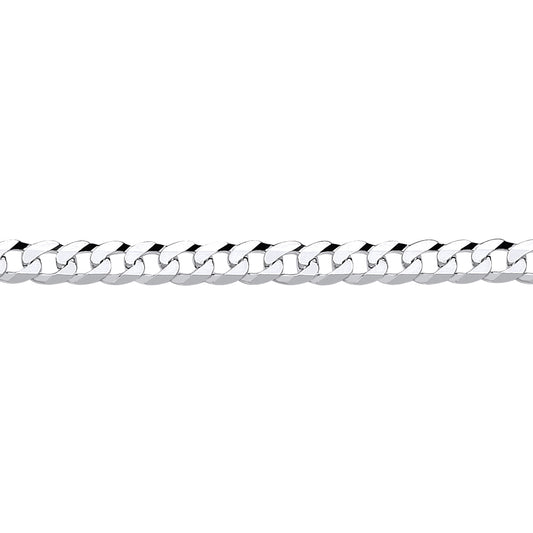 Silver  Bevelled Ultra Flat Curb Chain Bracelet - GVCH34