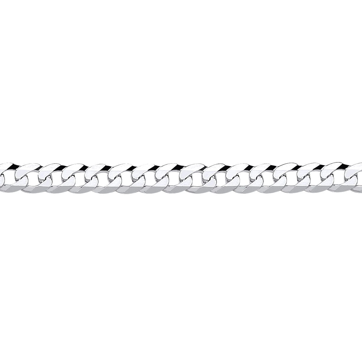 Mens Silver  Bevelled Ultra Flat Curb Chain Bracelet 5mm 8.5 inch - GVCH34