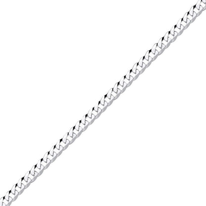 Mens Silver  Bevelled Ultra Flat Curb Chain Bracelet 5mm 8.5 inch - GVCH34