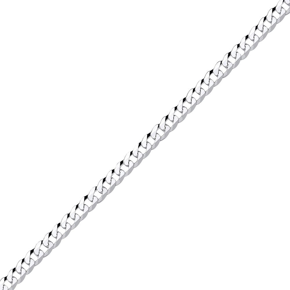 925 Silver  Bevelled Ultra Flat Curb Chain Necklace 5mm - GVCH34