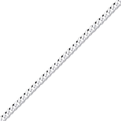 925 Silver  Bevelled Ultra Flat Curb Chain Bracelet 5mm 7.25 inch - GVCH34