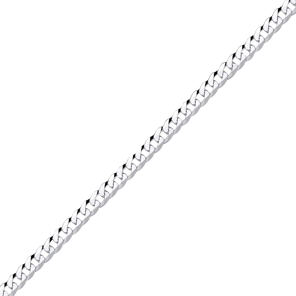 925 Silver  Bevelled Ultra Flat Curb Chain Bracelet 5mm 7.25 inch - GVCH34