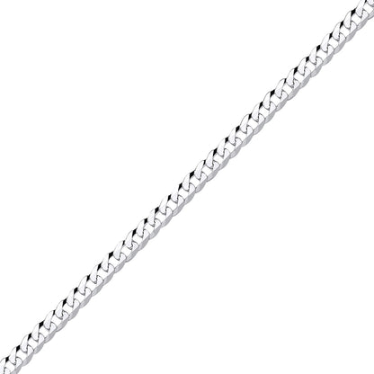 925 Silver  Bevelled Ultra Flat Curb Chain Bracelet 5mm 7.25 inch - GVCH34