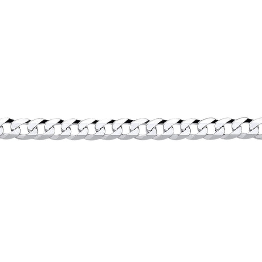 925 Silver  Bevelled Ultra Flat Curb Chain Bracelet 5mm 7.25 inch - GVCH34