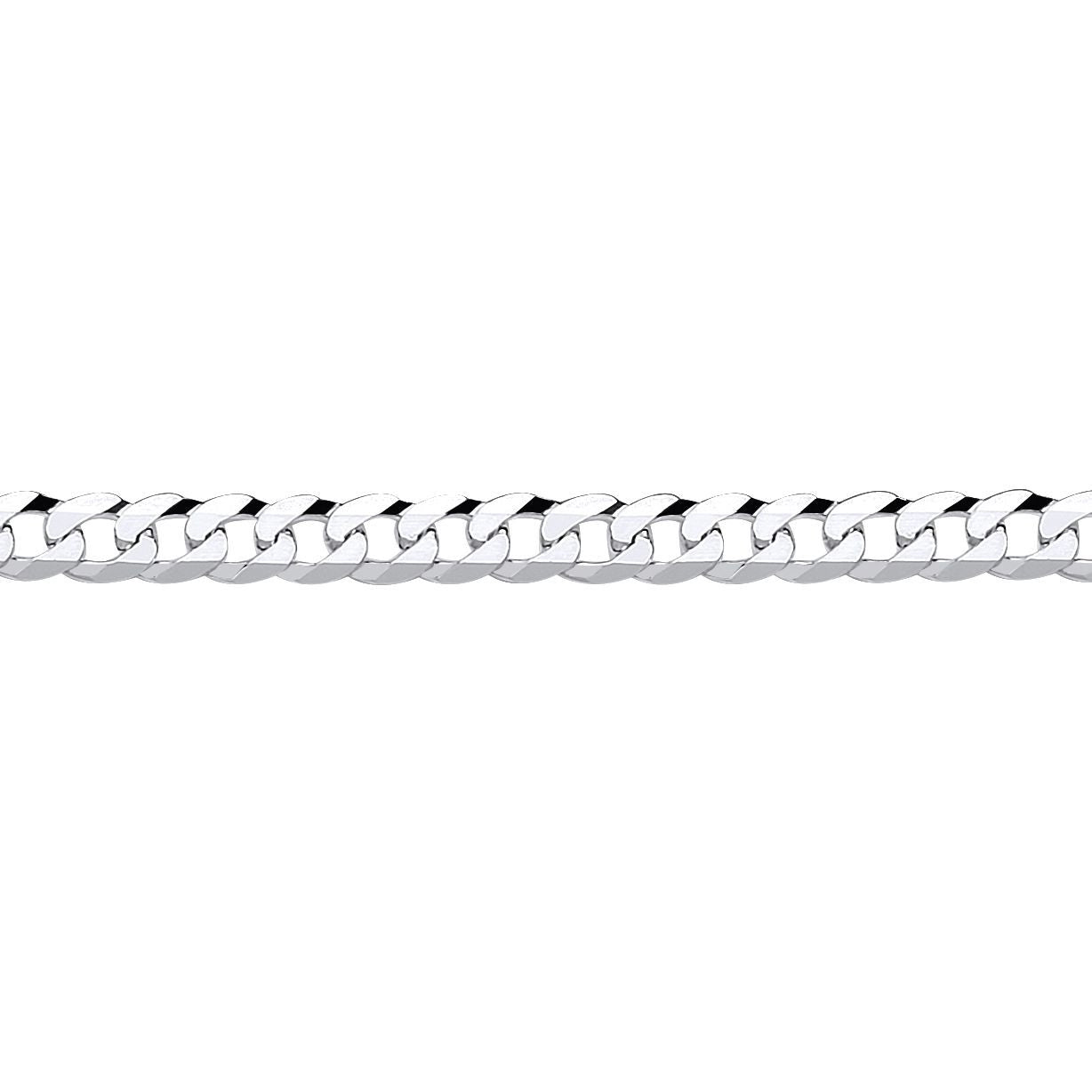 Mens Silver  Bevelled Ultra Flat Curb Chain Bracelet 5mm 8.5 inch - GVCH34