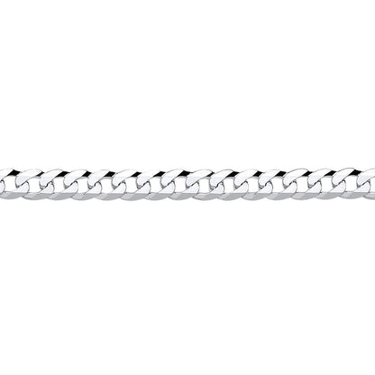 Mens Silver  Bevelled Ultra Flat Curb Chain Bracelet 5mm 8.5 inch - GVCH34