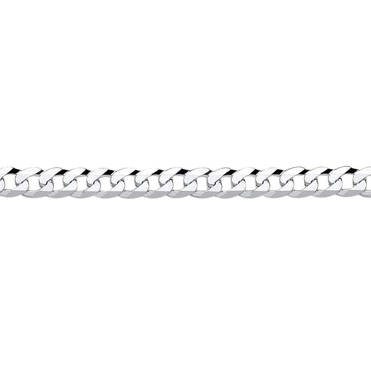 Mens Silver  Bevelled Ultra Flat Curb Chain Bracelet 5mm 8.5 inch - GVCH34