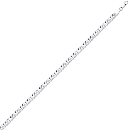 Mens Silver  Bevelled Ultra Flat Curb Chain Bracelet 6mm 8.5 inch - GVCH35