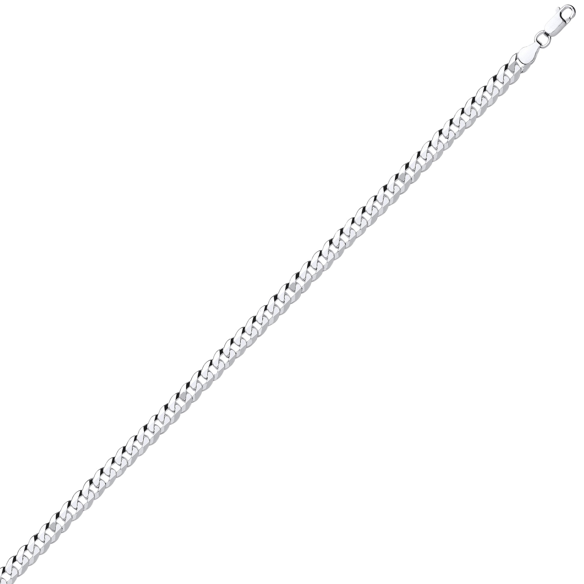 925 Silver  Bevelled Ultra Flat Curb Chain Bracelet 6mm 7.5 inch - GVCH35