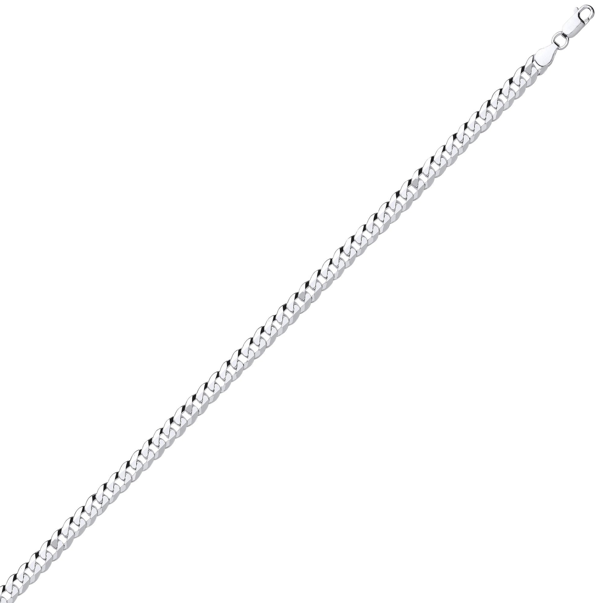 925 Silver  Bevelled Ultra Flat Curb Chain Bracelet 6mm 7.25 inch - GVCH35