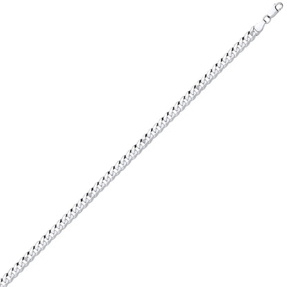 925 Silver  Bevelled Ultra Flat Curb Chain Bracelet 6mm 7.5 inch - GVCH35