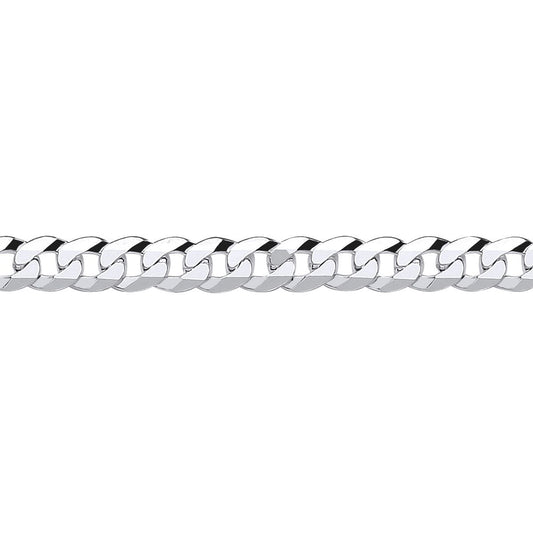 Mens Silver  Bevelled Ultra Flat Curb Chain Bracelet 6mm 8.5 inch - GVCH35