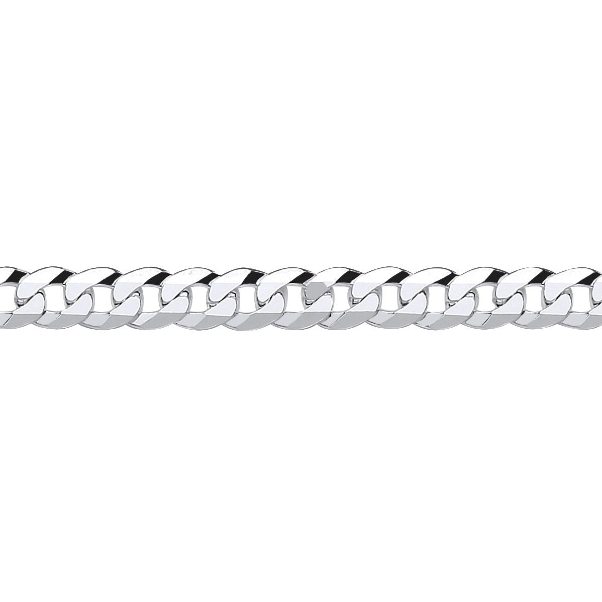 925 Silver  Bevelled Ultra Flat Curb Chain Bracelet 6mm 7.5 inch - GVCH35