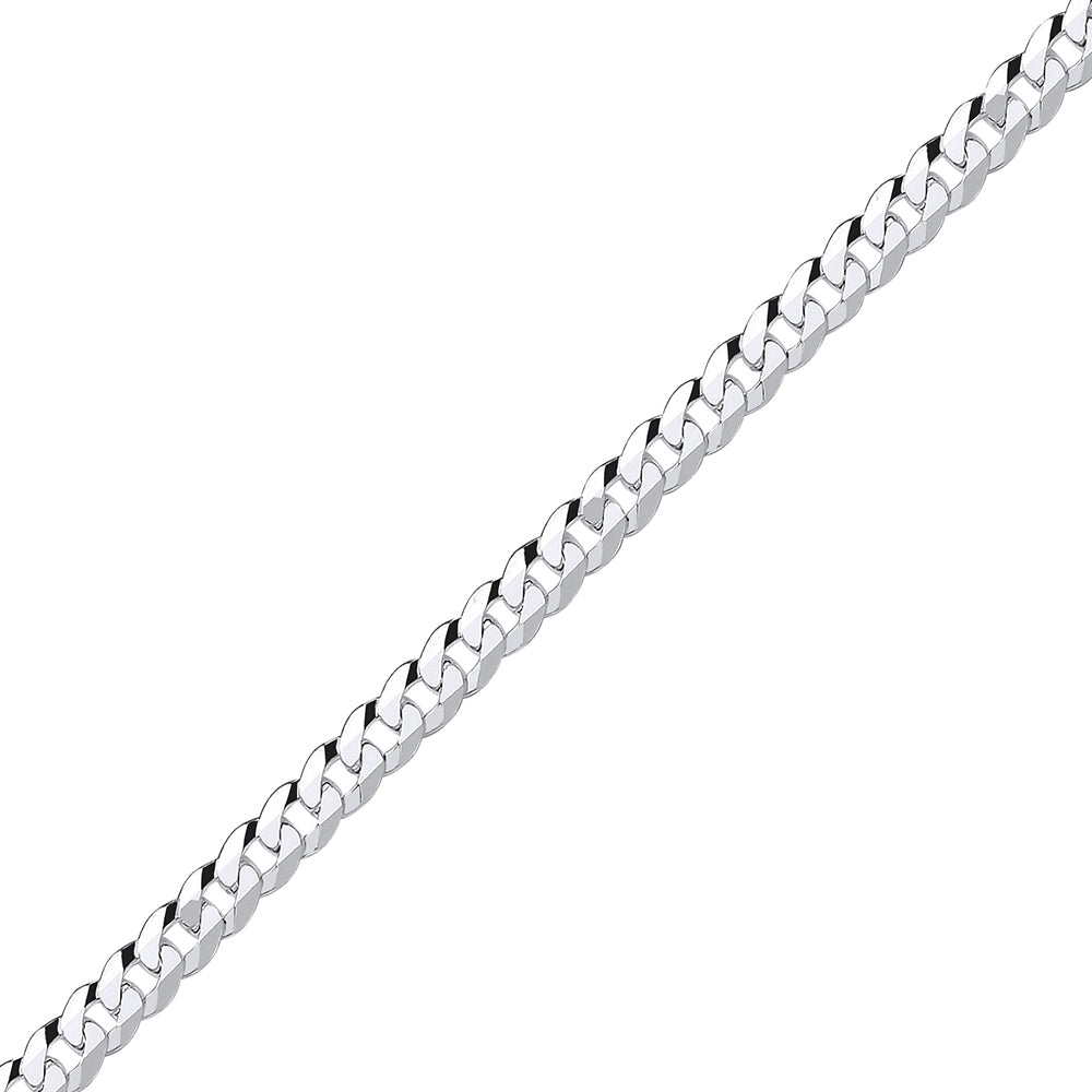 Mens Silver  Bevelled Ultra Flat Curb Chain Bracelet 6mm 8.5 inch - GVCH35