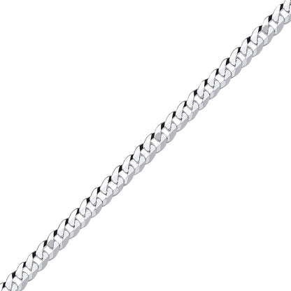 Mens Silver  Bevelled Ultra Flat Curb Chain Bracelet 6mm 8.5 inch - GVCH35