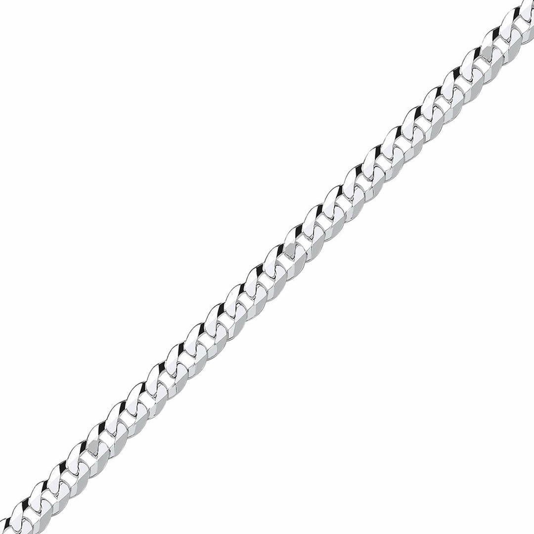 925 Silver  Bevelled Ultra Flat Curb Chain Bracelet 6mm 7.25 inch - GVCH35