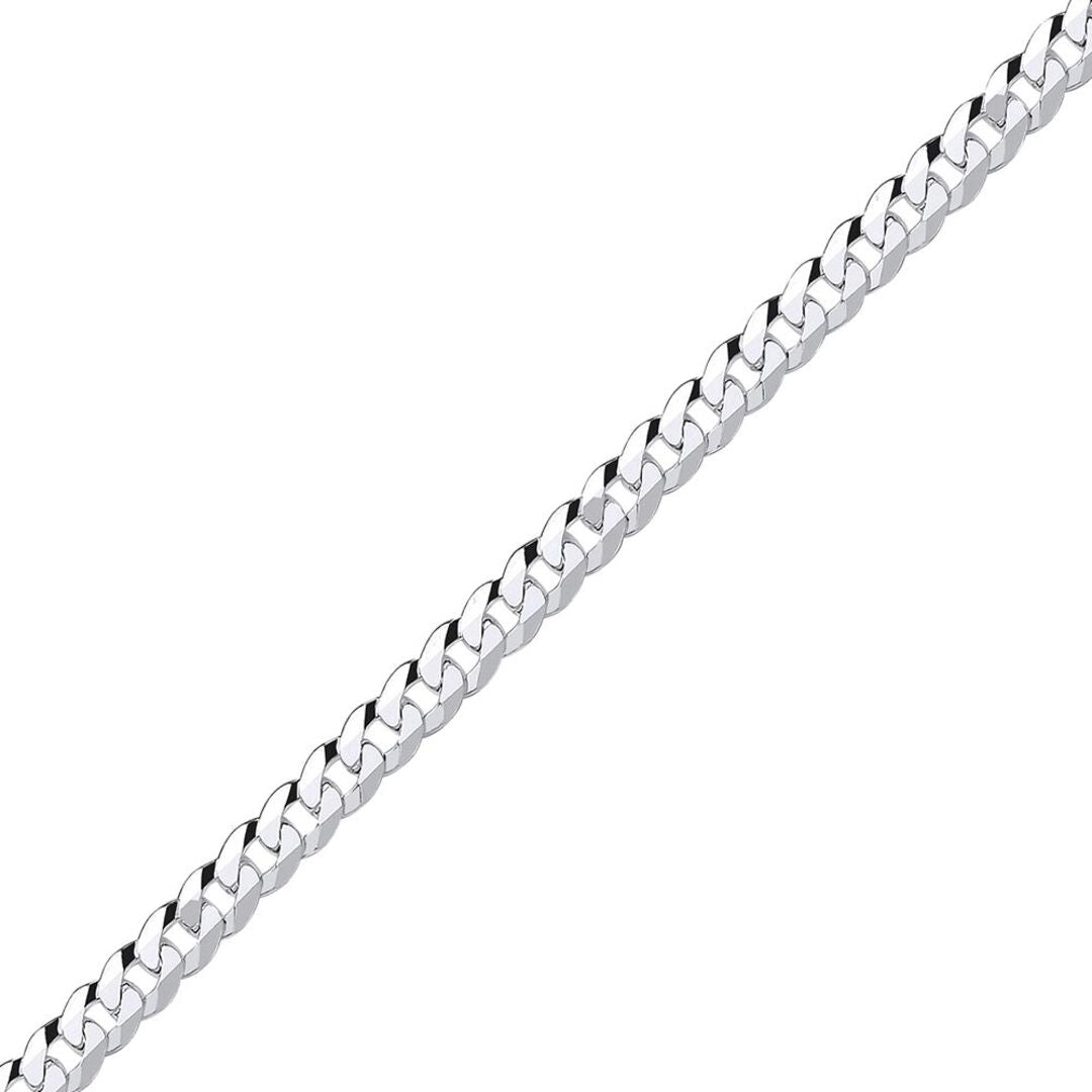 925 Silver  Bevelled Ultra Flat Curb Chain Bracelet 6mm 7.25 inch - GVCH35