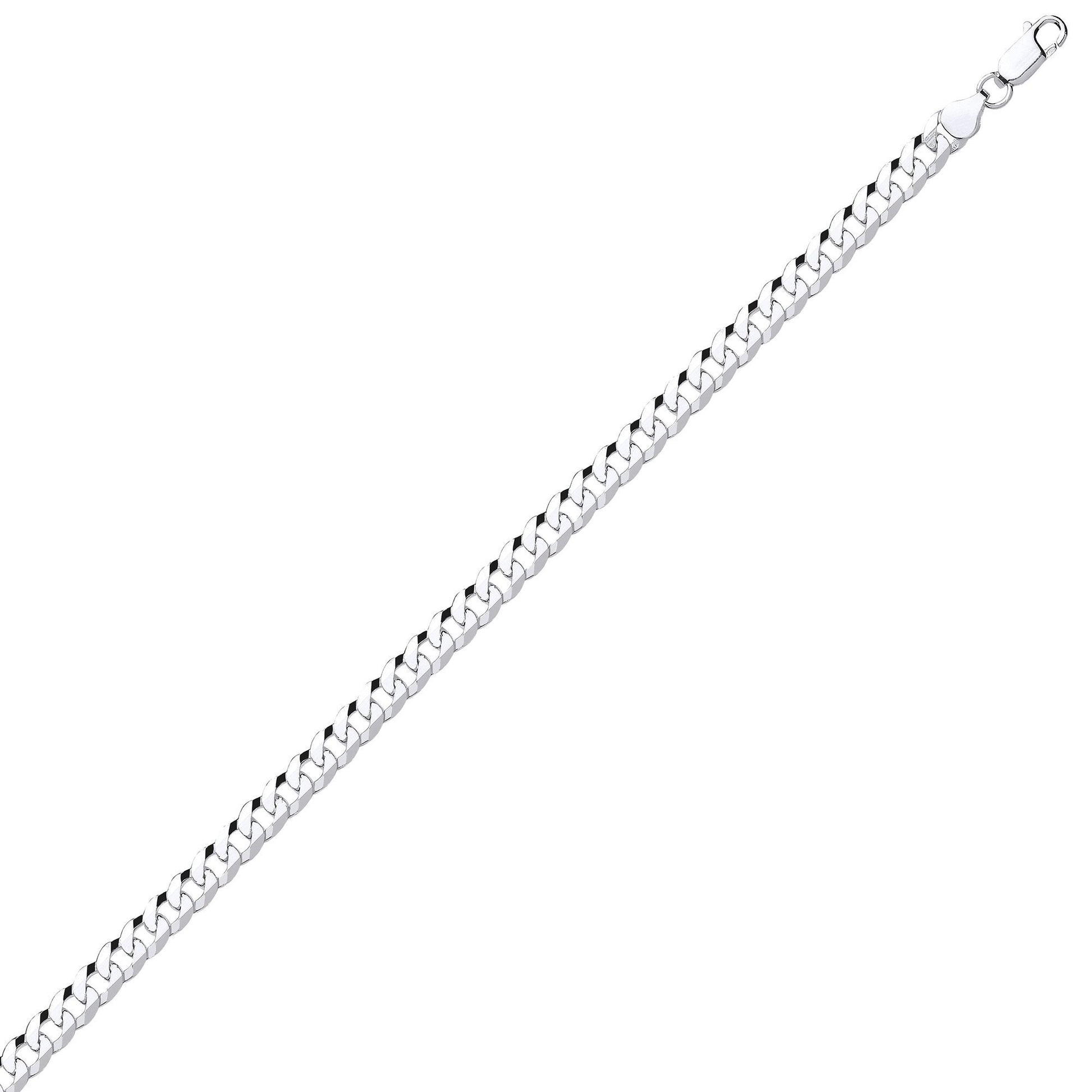 925 Silver  Bevelled Ultra Flat Curb Chain Necklace 7mm - GVCH36