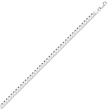 925 Silver  Bevelled Ultra Flat Curb Chain Necklace 7mm - GVCH36