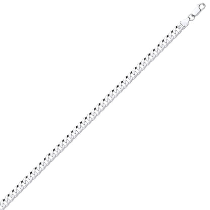 Mens Silver  Bevelled Ultra Flat Curb Chain Bracelet 7mm 8.5 inch - GVCH36