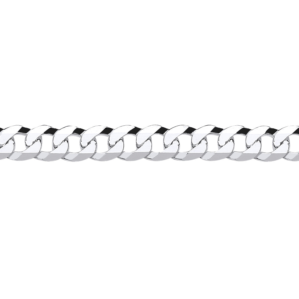 Mens Silver  Bevelled Ultra Flat Curb Chain Bracelet 7mm 8.5 inch - GVCH36