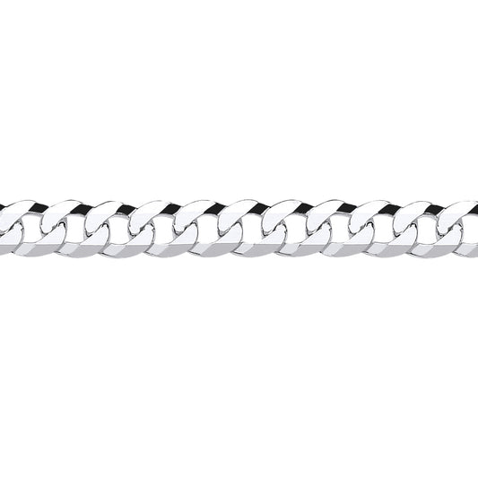 Mens Silver  Bevelled Ultra Flat Curb Chain Bracelet - GVCH36
