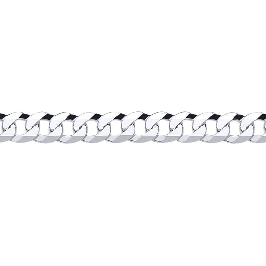 925 Silver  Bevelled Ultra Flat Curb Chain Necklace 7mm - GVCH36