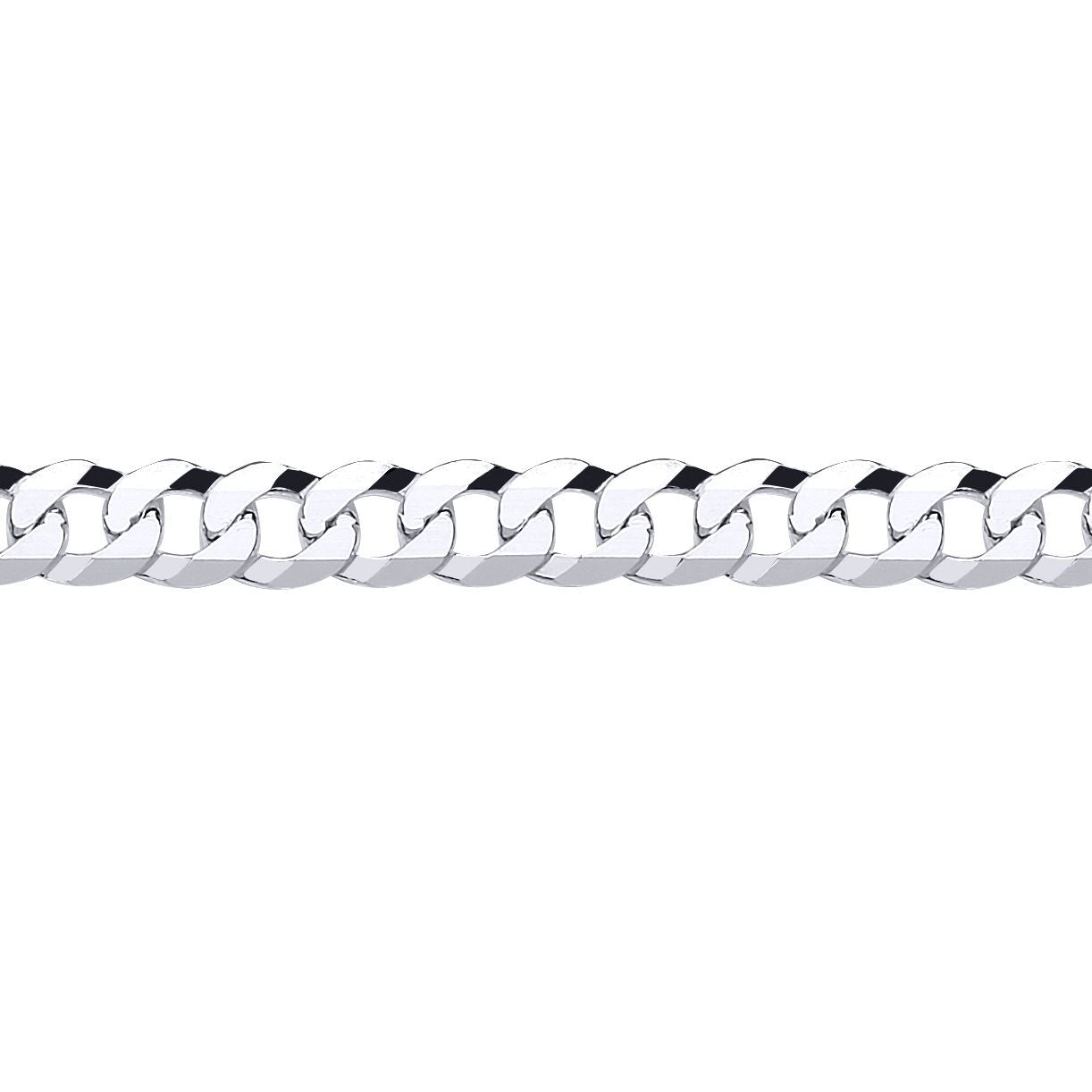 925 Silver  Bevelled Ultra Flat Curb Chain Necklace 7mm - GVCH36