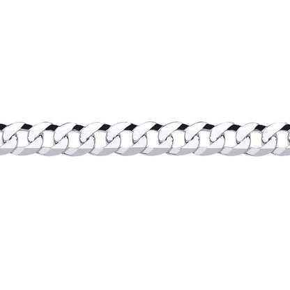 925 Silver  Bevelled Ultra Flat Curb Chain Necklace 7mm - GVCH36