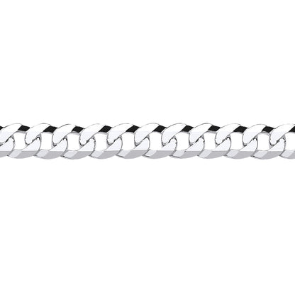 Mens Silver  Bevelled Ultra Flat Curb Chain Bracelet 7mm 8.5 inch - GVCH36