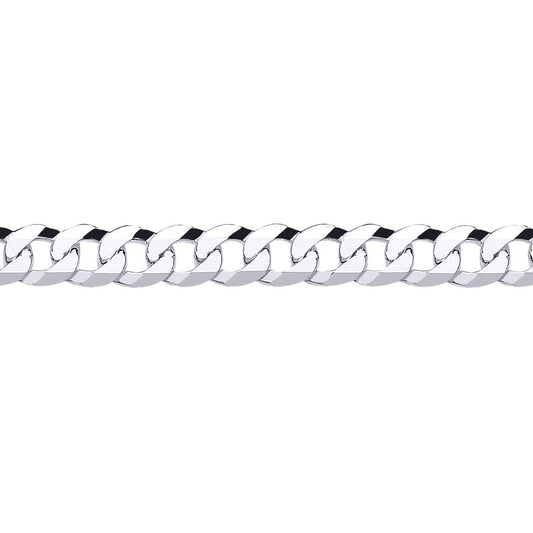 Mens Silver  Bevelled Ultra Flat Curb Chain Bracelet 7mm 8.5 inch - GVCH36