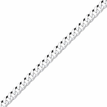 Silver  Bevelled Ultra Flat Curb Chain Bracelet 7mm 7.25 inch - GVCH36