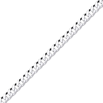 925 Silver  Bevelled Ultra Flat Curb Chain Necklace 7mm - GVCH36