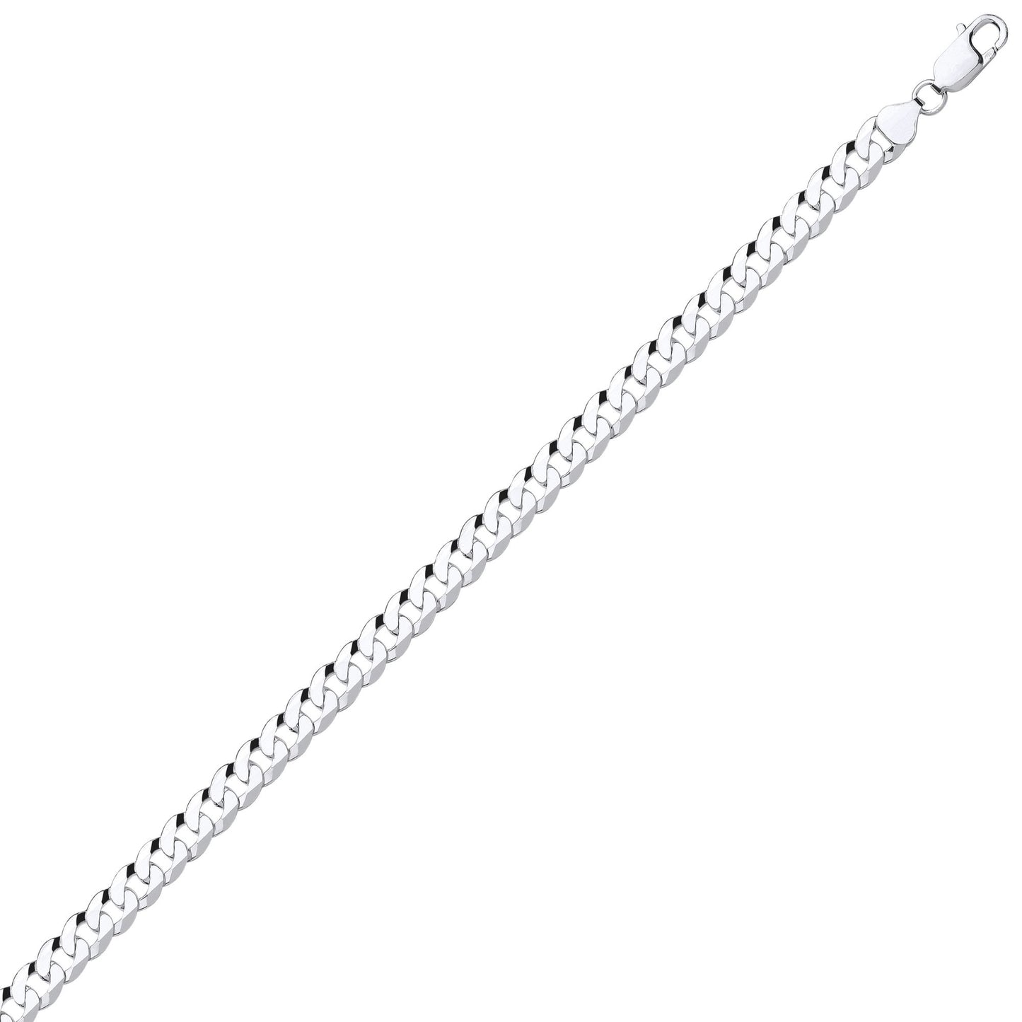 925 Silver  Bevelled Ultra Flat Curb Chain Necklace 8mm - GVCH37