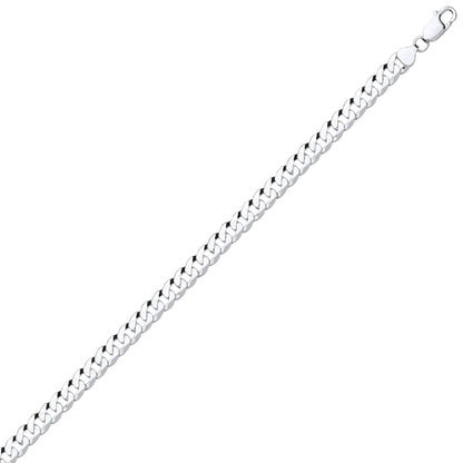 925 Silver  Bevelled Ultra Flat Curb Chain Necklace 8mm - GVCH37