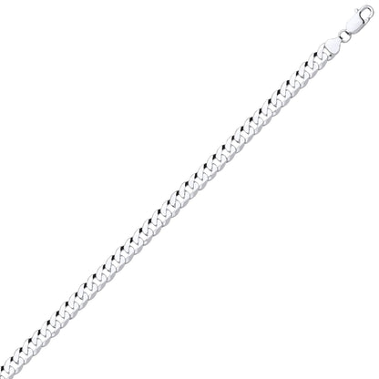 925 Silver  Bevelled Ultra Flat Curb Chain Bracelet 8mm 7.25 inch - GVCH37