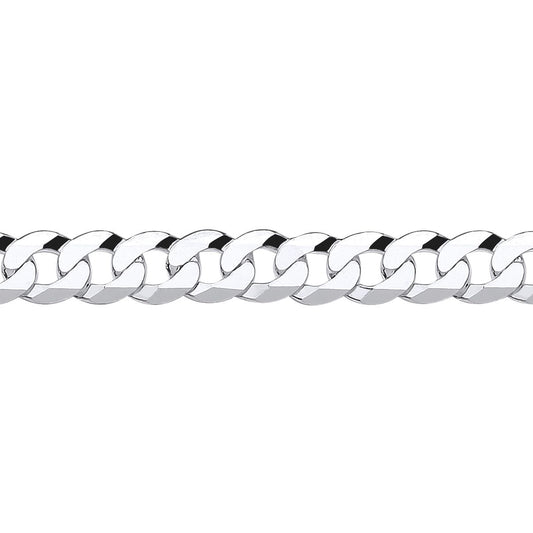 925 Silver  Bevelled Ultra Flat Curb Chain Bracelet 8mm 7.5 inch - GVCH37