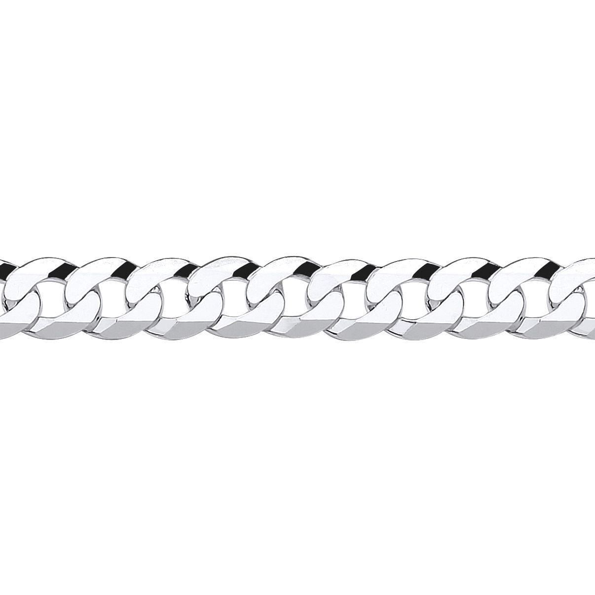 925 Silver  Bevelled Ultra Flat Curb Chain Bracelet 8mm 7.25 inch - GVCH37