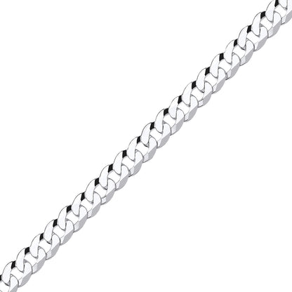 Mens Silver  Bevelled Ultra Flat Curb Chain Bracelet - GVCH37
