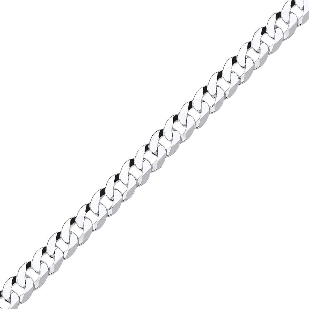 925 Silver  Bevelled Ultra Flat Curb Chain Necklace 8mm - GVCH37